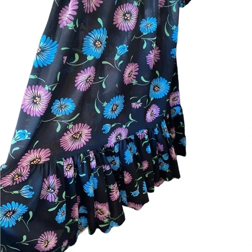 vintage black purple and blue daisy mumu - Picture 6 of 8